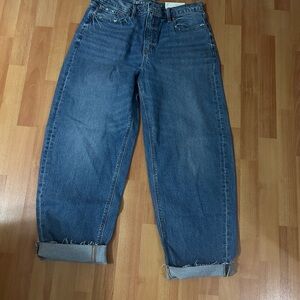 American Eagle barrel, indigo stretch jeans.  Size 12 (31) LONG.  NWT.